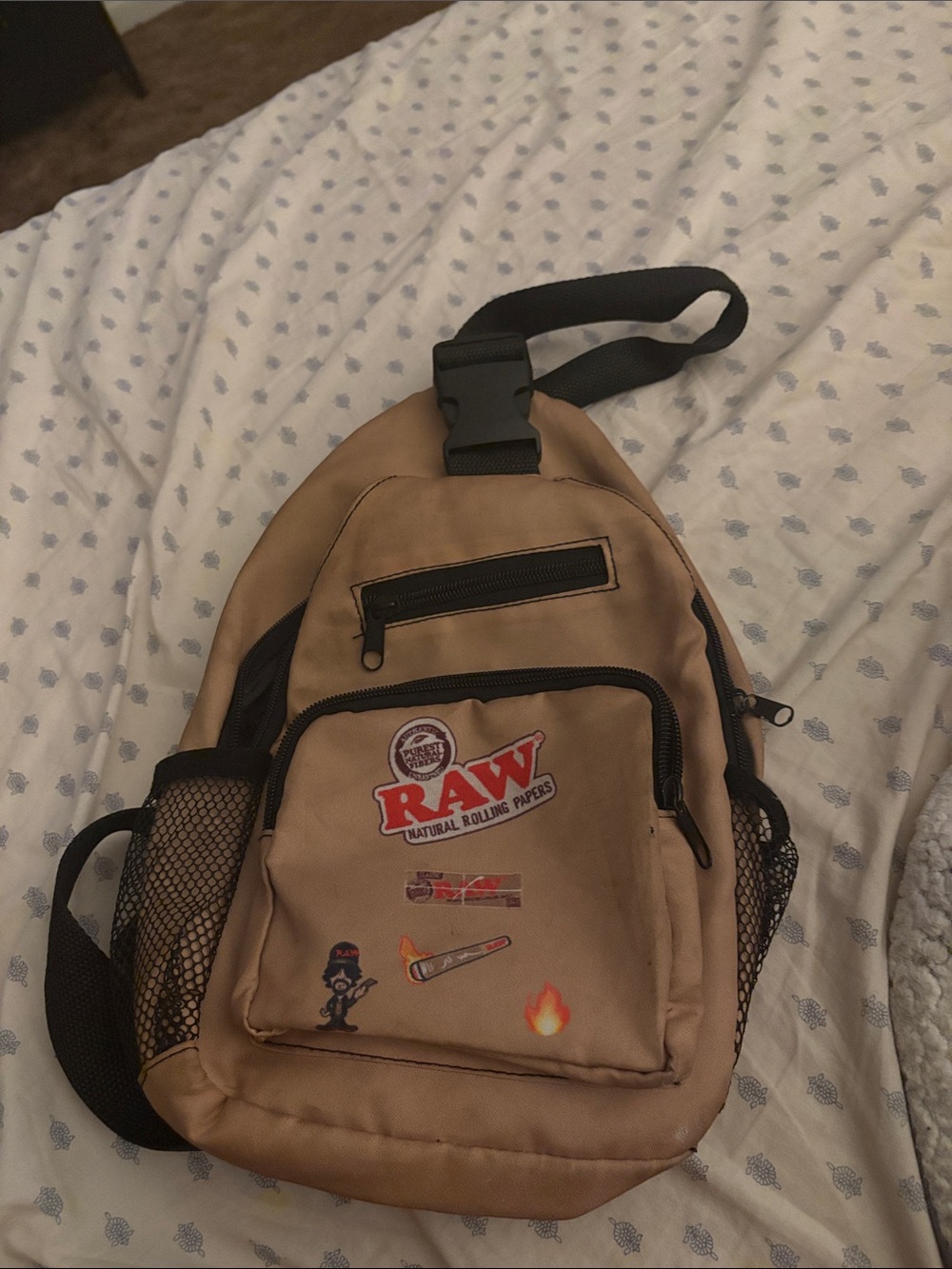 RAW Logo Tan Sling Bag for Men